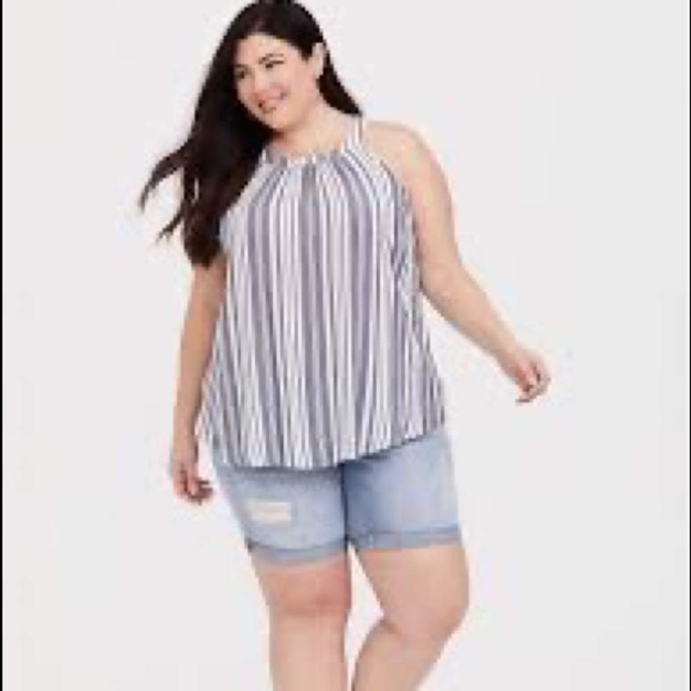 Torrid White and Blue Stripe Goddess Tank Size 2=2X